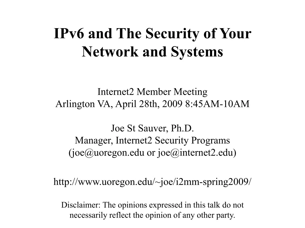 ipv6 and the security of your network and systems
