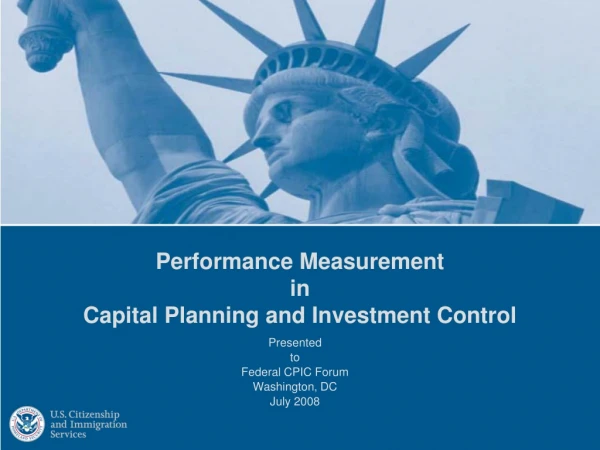 Performance Measurement  in Capital Planning and Investment Control