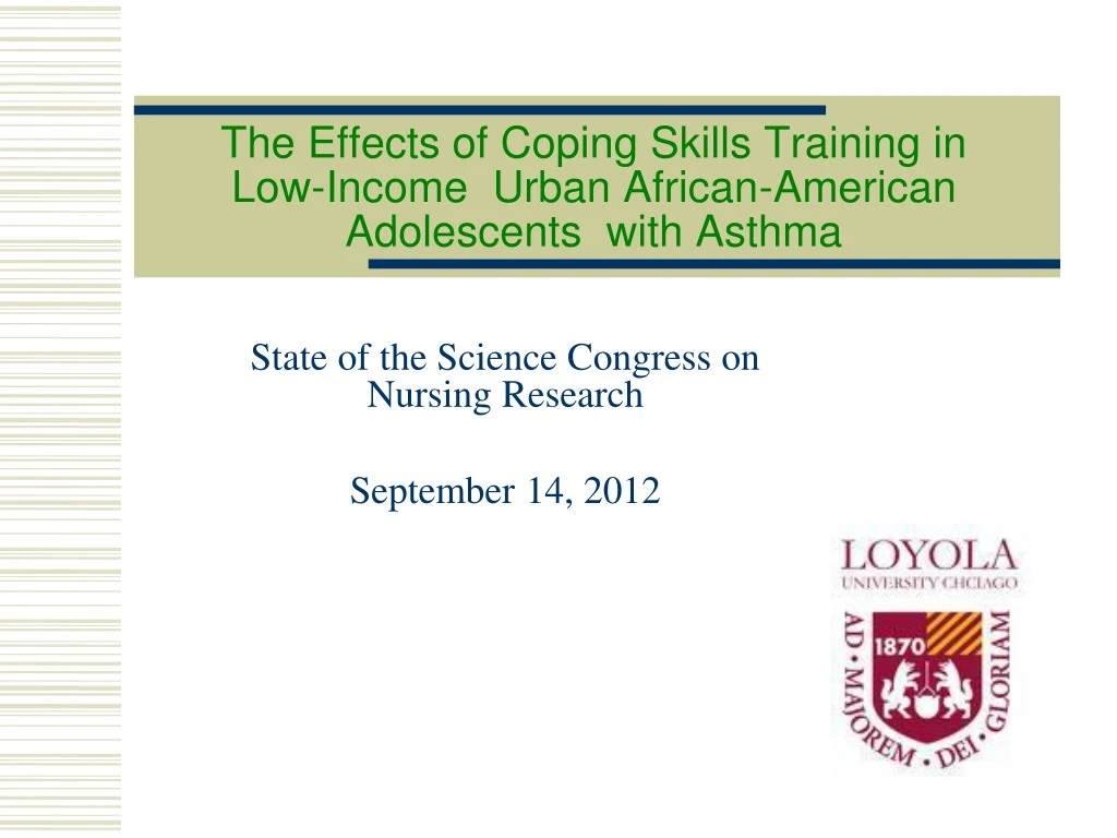 the effects of coping skills training in low income urban african american adolescents with asthma