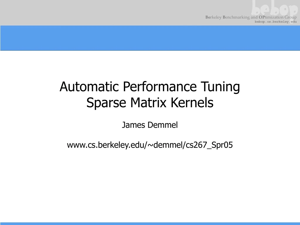 automatic performance tuning sparse matrix kernels