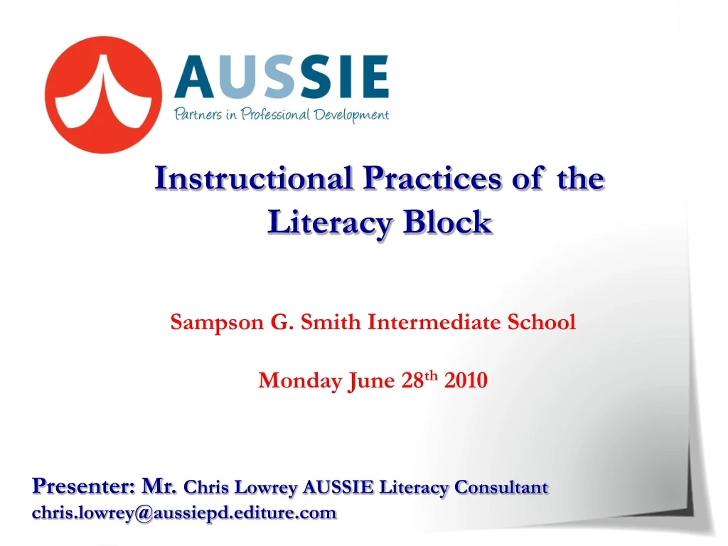 instructional practices of the literacy block