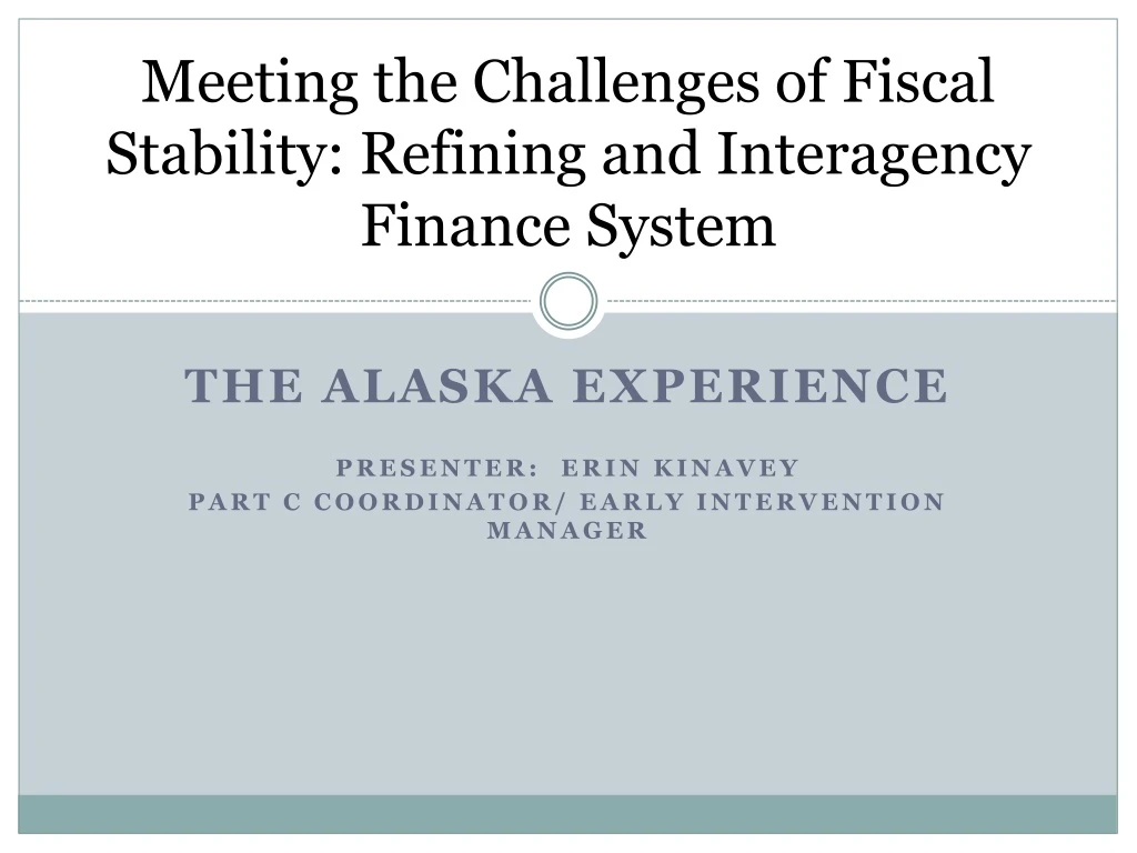 meeting the challenges of fiscal stability refining and interagency finance system