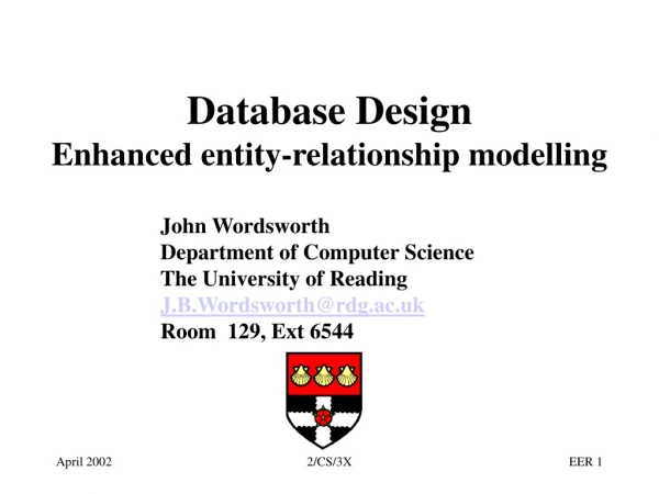 Database Design Enhanced entity-relationship modelling