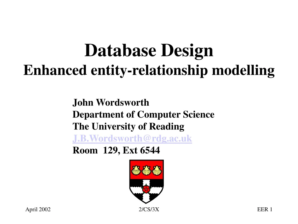 database design enhanced entity relationship modelling