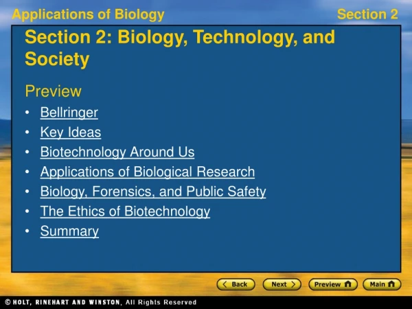Section 2: Biology, Technology, and Society