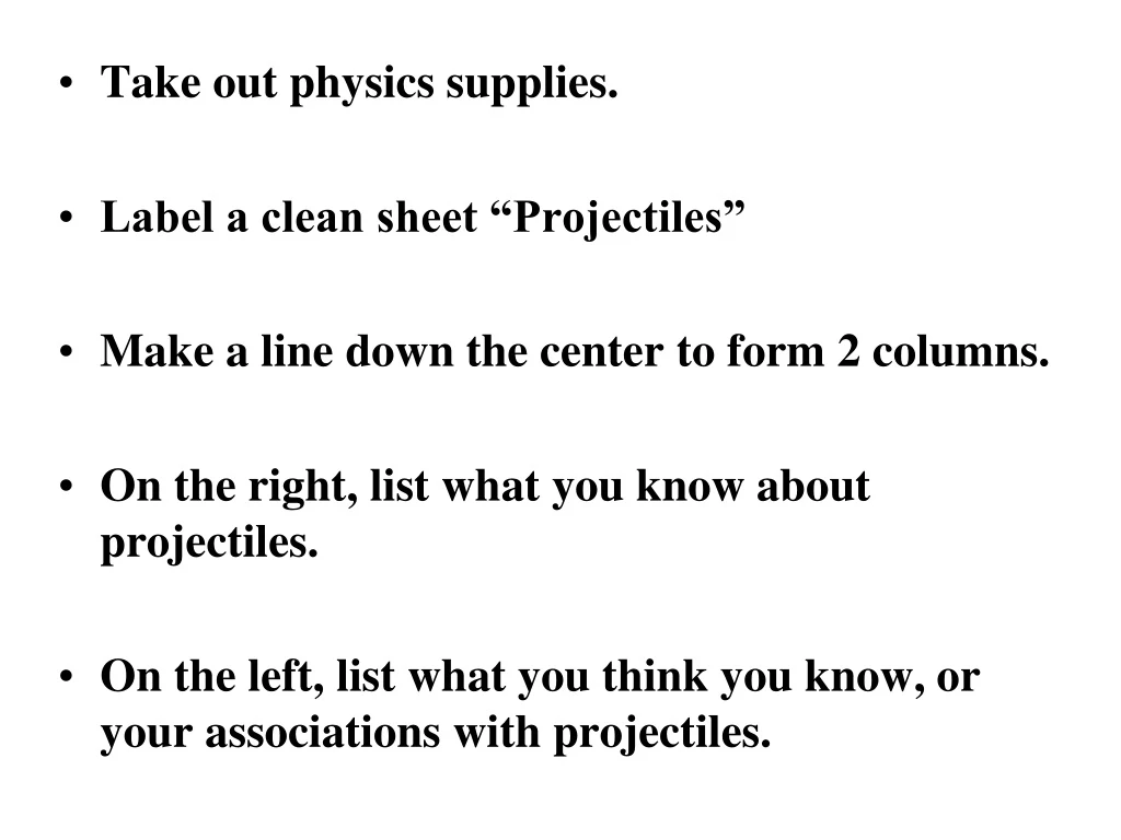 take out physics supplies label a clean sheet