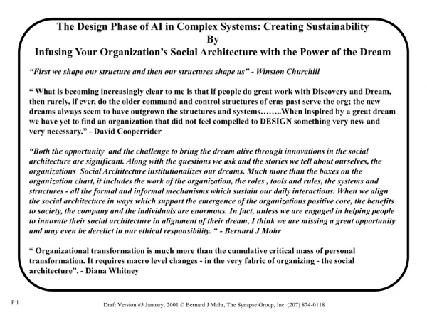 The Design Phase of AI in Complex Systems: Creating Sustainability  By