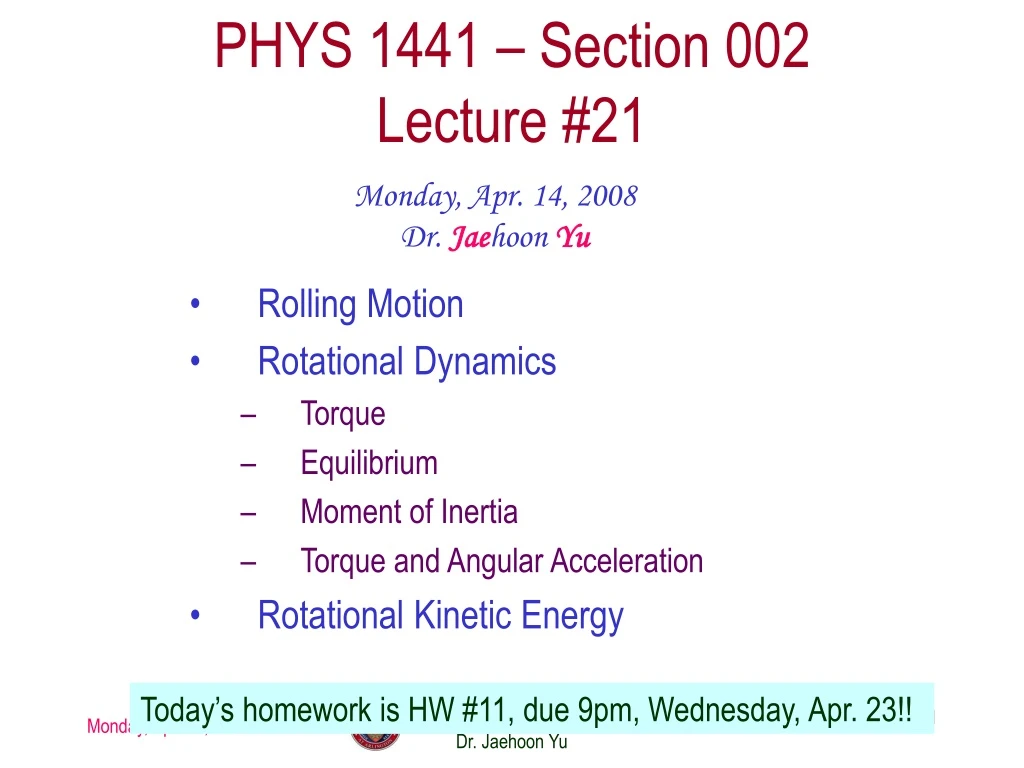 phys 1441 section 002 lecture 21