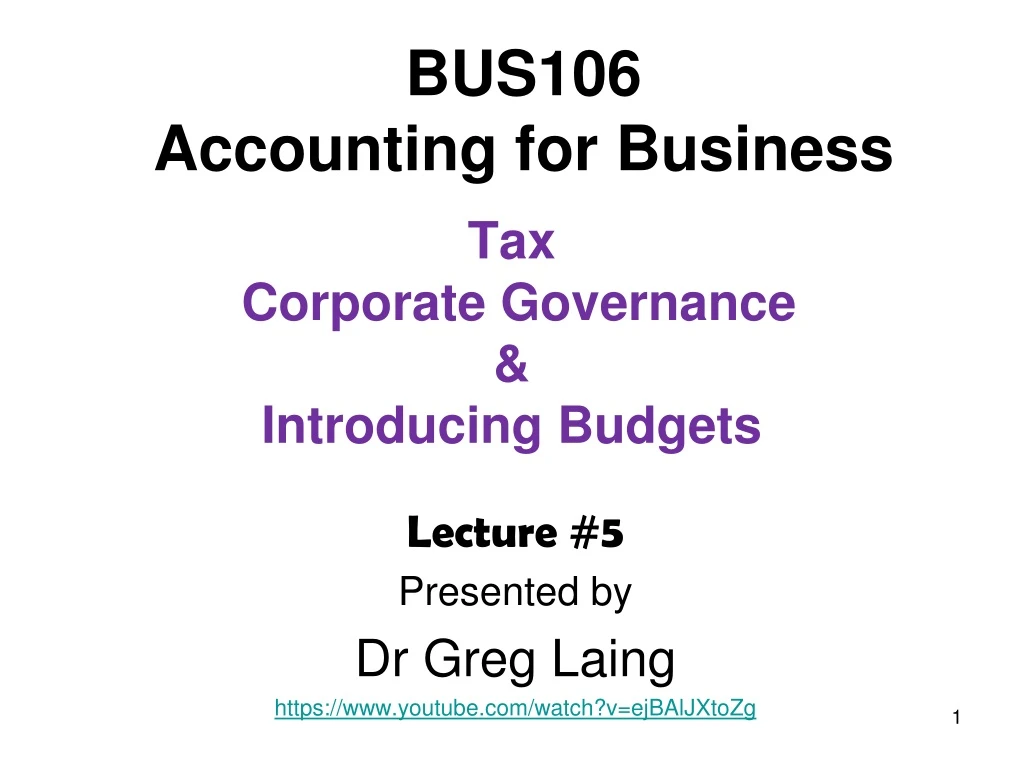 tax corporate governance introducing budgets