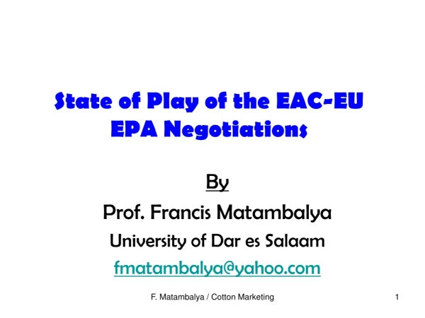 State of Play of the EAC-EU EPA Negotiations