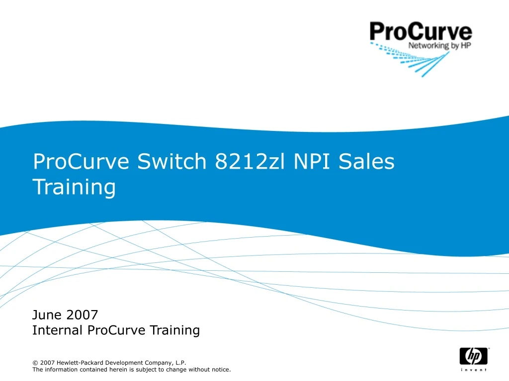 procurve switch 8212zl npi sales training