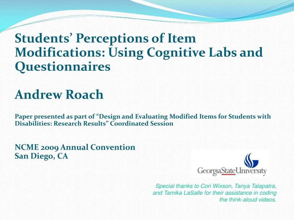 students perceptions of item modifications using