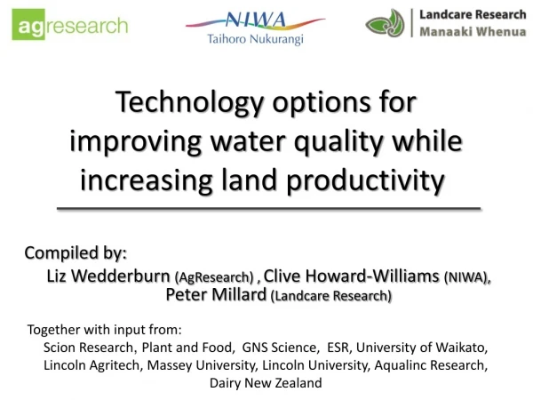 Technology options for improving water quality while increasing land productivity