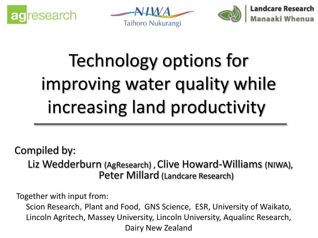 technology options for improving water quality