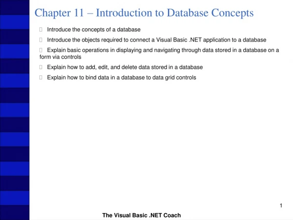 Chapter 11 – Introduction to Database Concepts