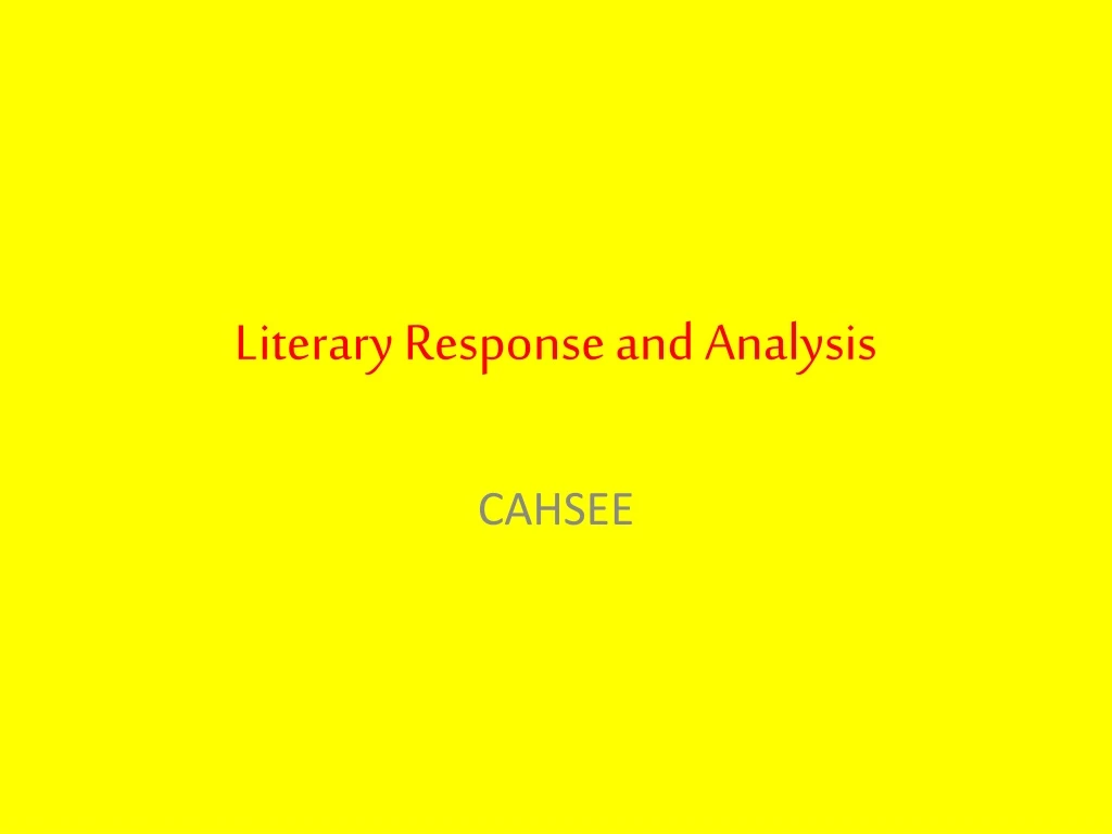 literary response and analysis