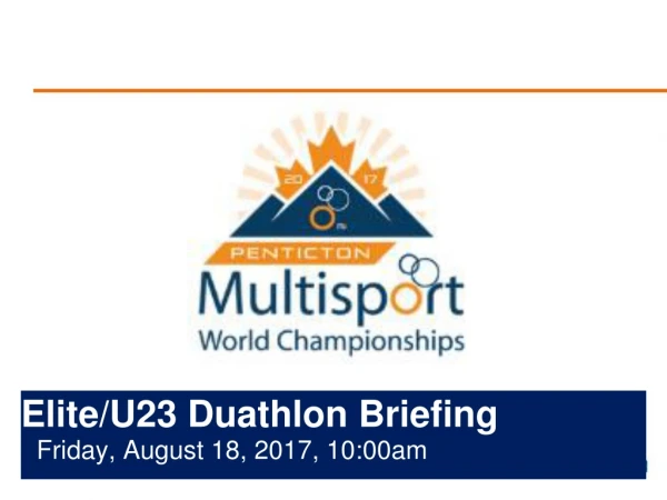 Elite/U23 Duathlon  B riefing