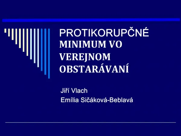 PROTIKORUPCN MINIMUM VO VEREJNOM OBSTAR VAN