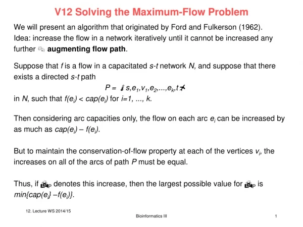 V12 Solving the Maximum-Flow Problem