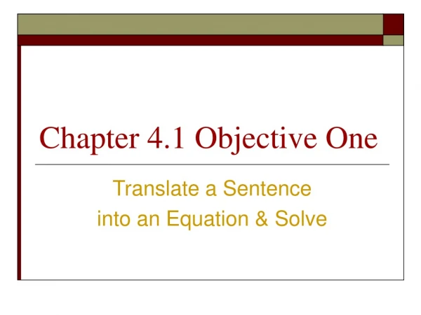 Chapter 4.1 Objective One