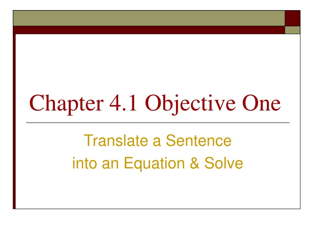chapter 4 1 objective one