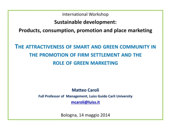 International Workshop Sustainable development :