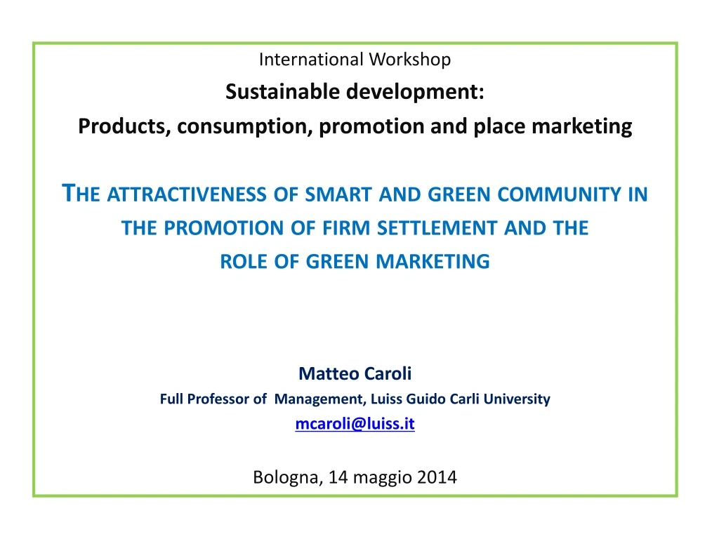 international workshop sustainable development