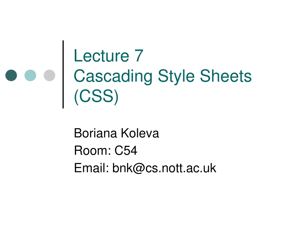 lecture 7 cascading style sheets css