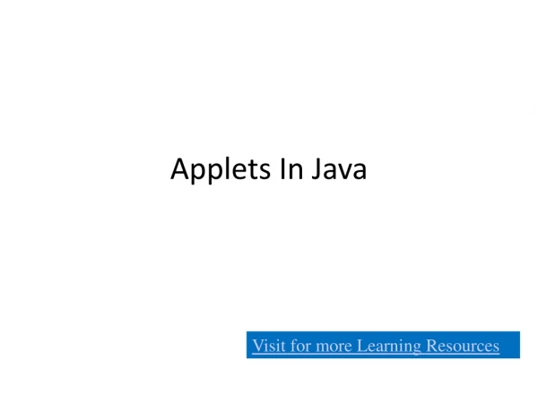 Applets In Java