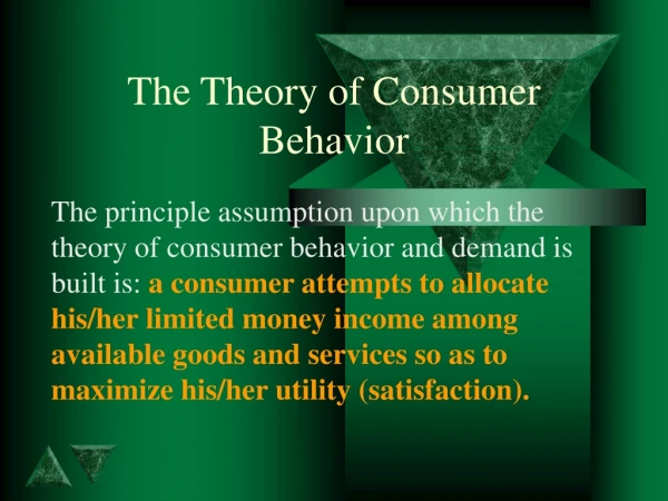 The Theory of Consumer Behavior