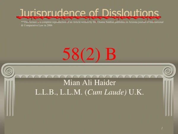 Jurisprudence of Dissloutions