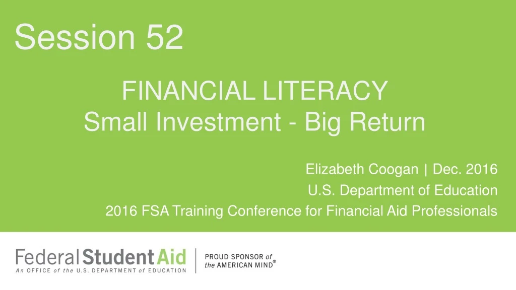 financial literacy small investment big return