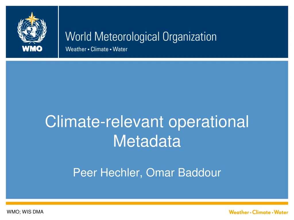 climate relevant operational metadata