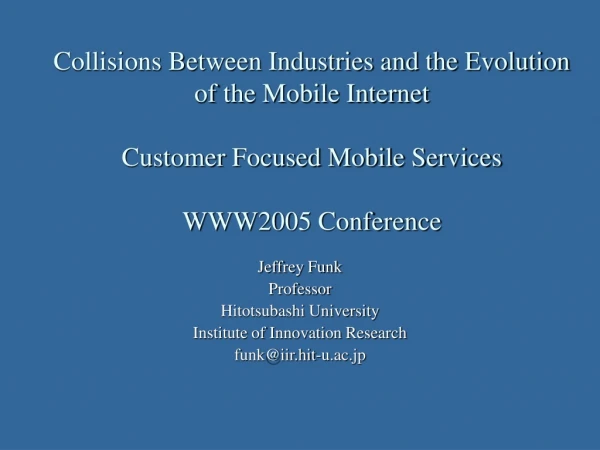 Jeffrey Funk Professor Hitotsubashi University Institute of Innovation Research