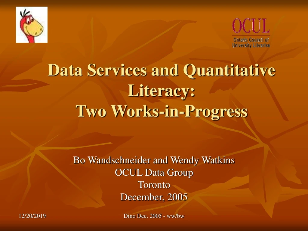 data services and quantitative literacy two works in progress