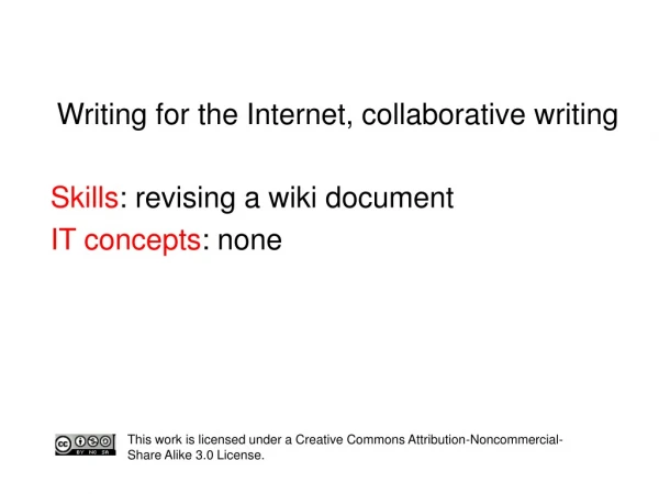 Writing for the Internet, collaborative writing