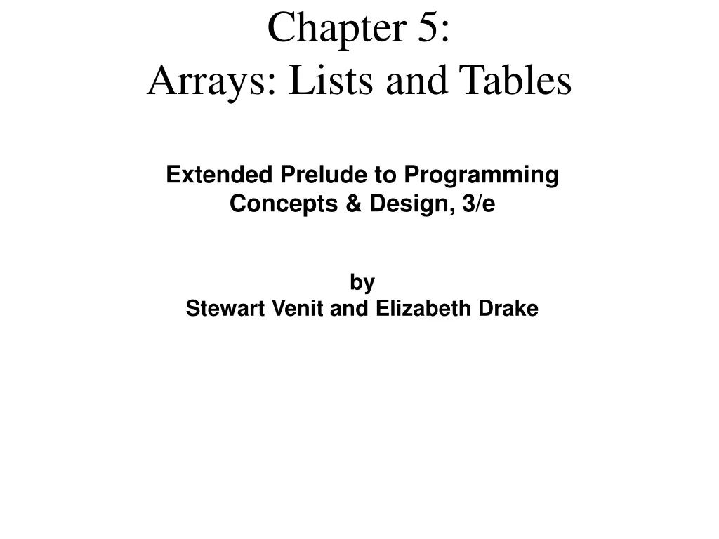 chapter 5 arrays lists and tables
