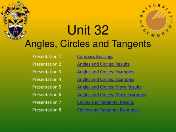 Unit 32 Angles, Circles and Tangents