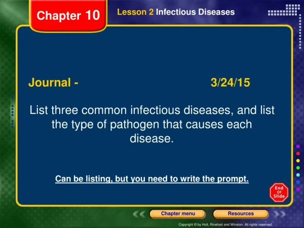 Lesson 2  Infectious Diseases