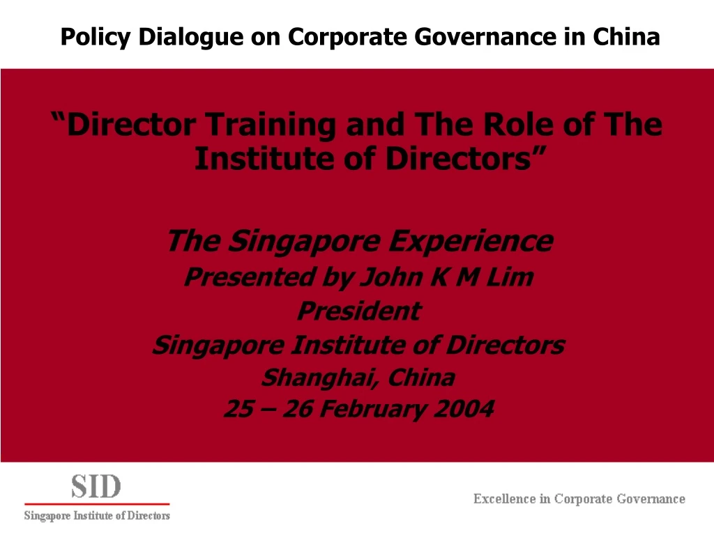 policy dialogue on corporate governance in china