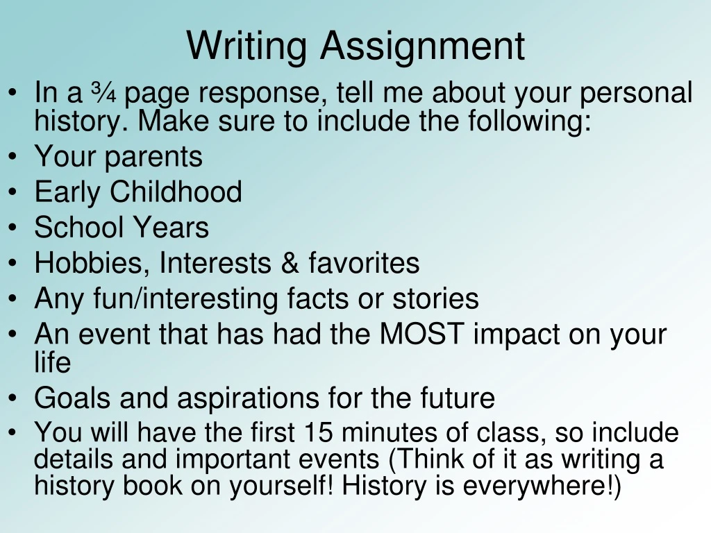 writing assignment