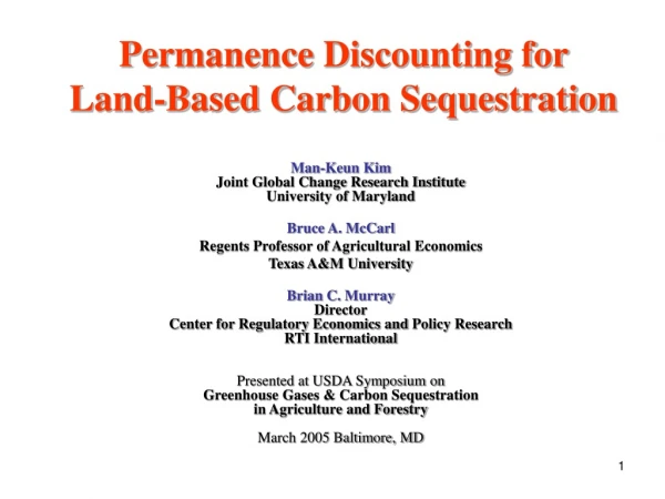 Permanence  Discount ing for Land-Based Carbon Sequestration