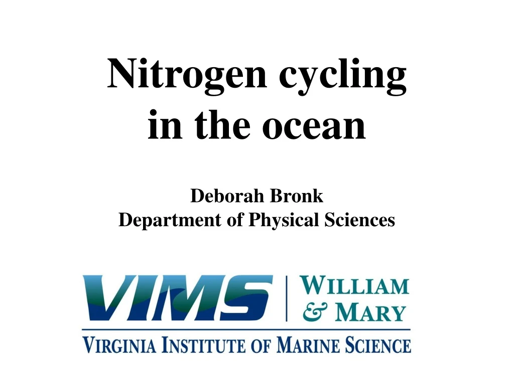 nitrogen cycling in the ocean deborah bronk