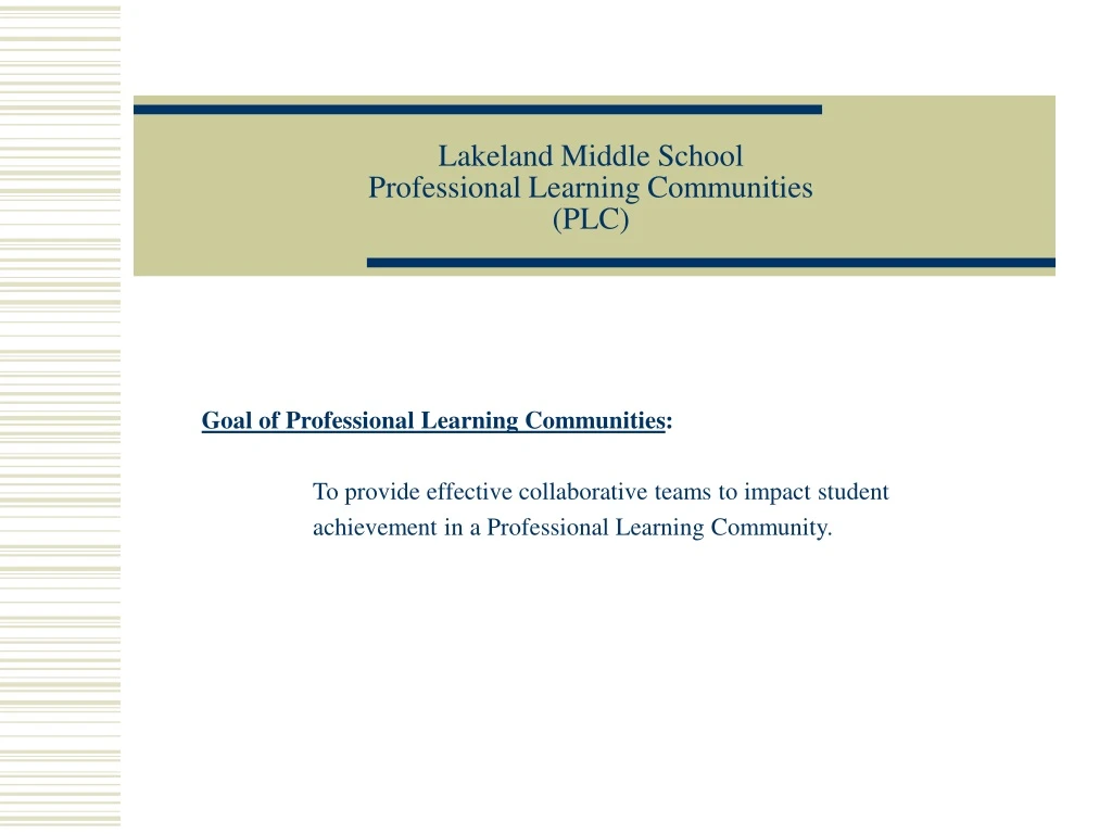 lakeland middle school professional learning communities plc
