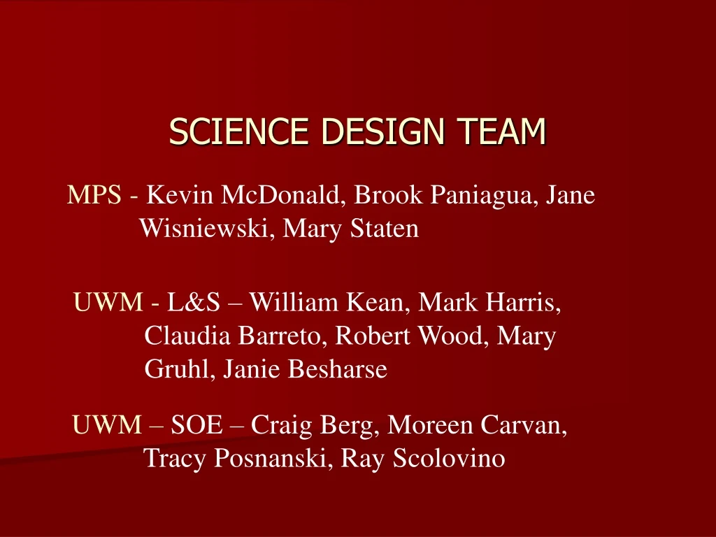 science design team