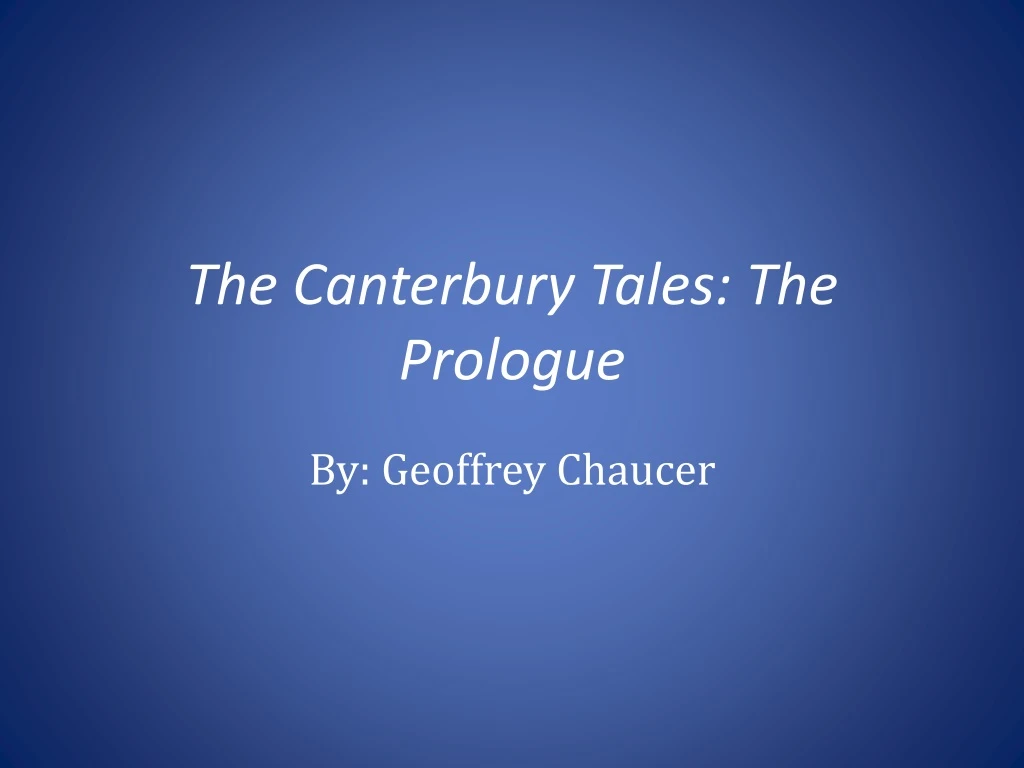 the canterbury tales the prologue