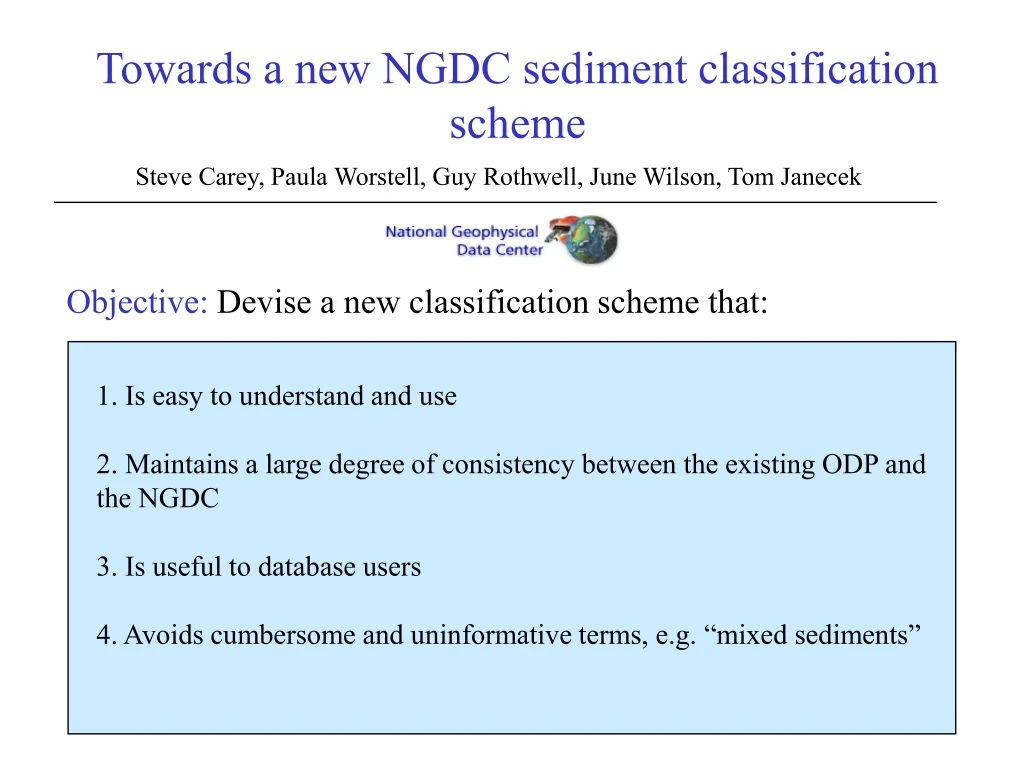 towards a new ngdc sediment classification scheme
