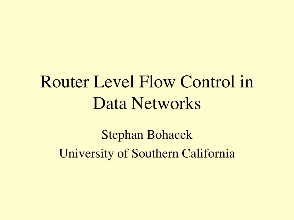 router level flow control in data networks