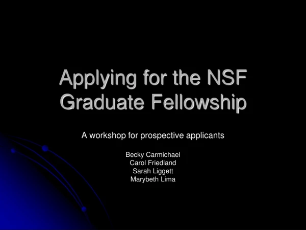 Applying for the NSF Graduate Fellowship