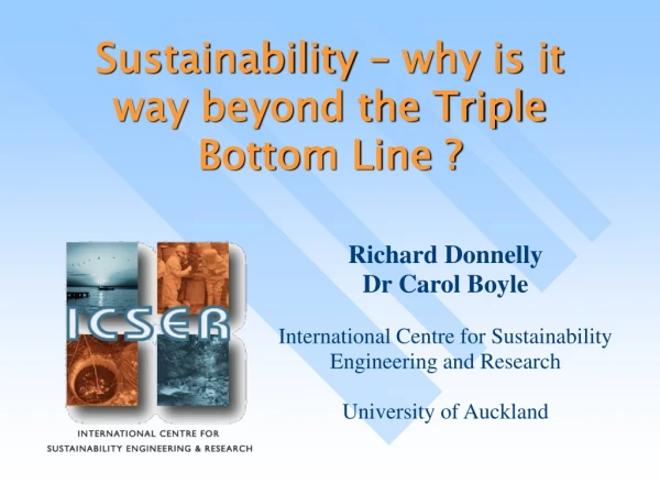 Sustainability – why is it way beyond the Triple Bottom Line ?
